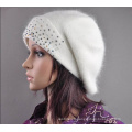 Womens Wool Angora Knitted Beads Slouchwarm Hat Beret Beanie (HW140)